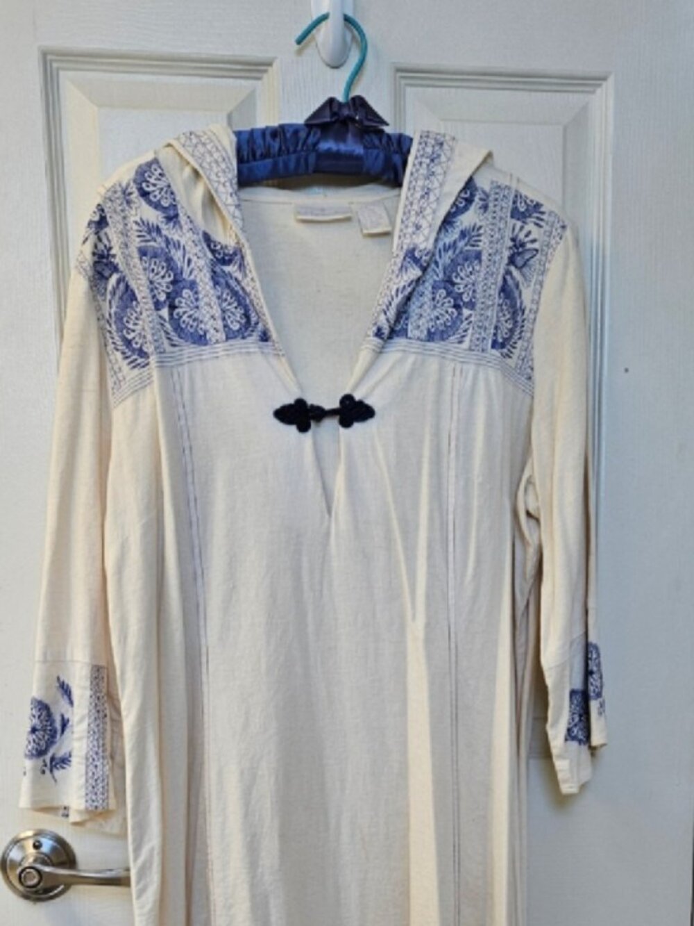 Soft Surroundings Hooded Embroidered Maxi Kaftan M